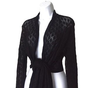 Talbots Open Front Crochet Cardigan